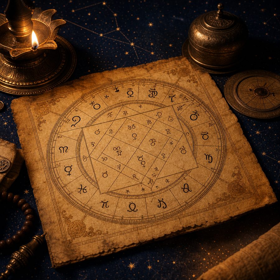 Illuminated Vedic birth chart